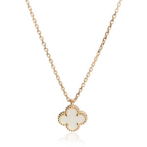 Van Cleef & Arpels Yellow Gold Mother Of Pearl Sweet Alhambra Pendent.